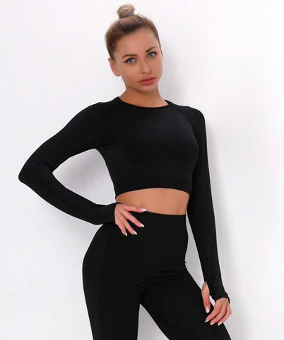 Focus Long Sleeve Crop Top